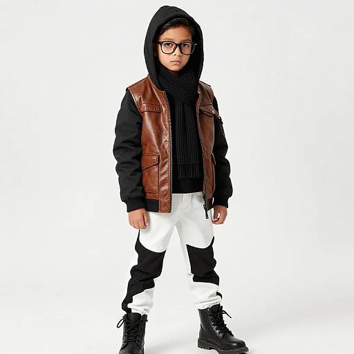 Serious Young Boy in Rugged Fashion