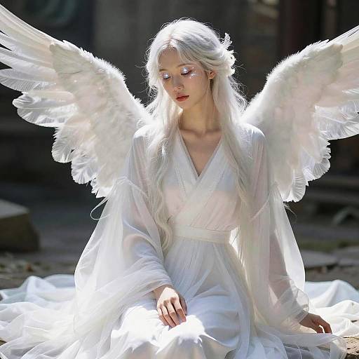Ethereal Angelic Figure in White Robe