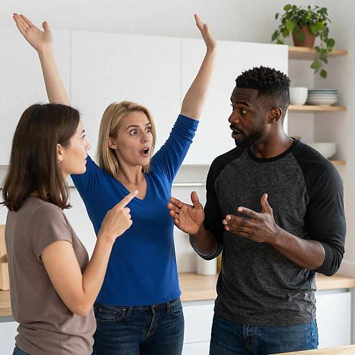 Surprised Reactions in a Cozy Kitchen