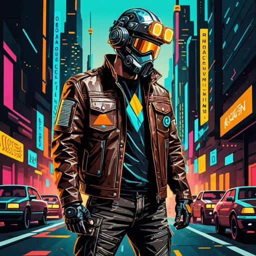 Retro Cyberpunk Mechanic in Neon City