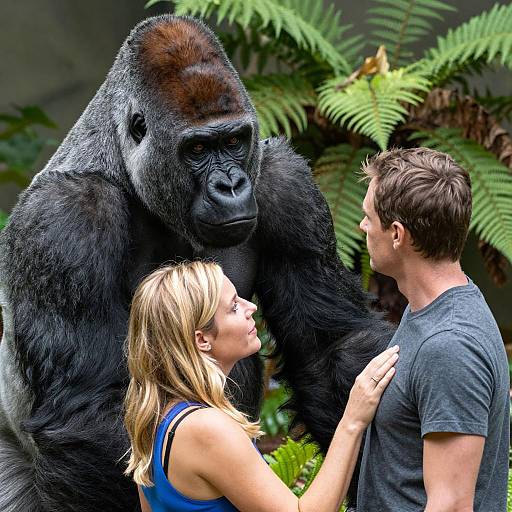 Intense Gorilla and Woman Interaction