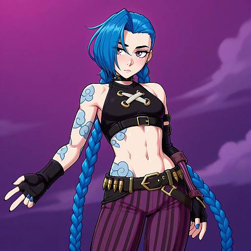 Illustration of Arcane jinx, league of legends in the style of Ittla