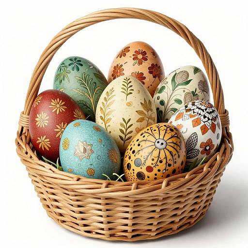 Exotic Easter Egg Basket Illustration