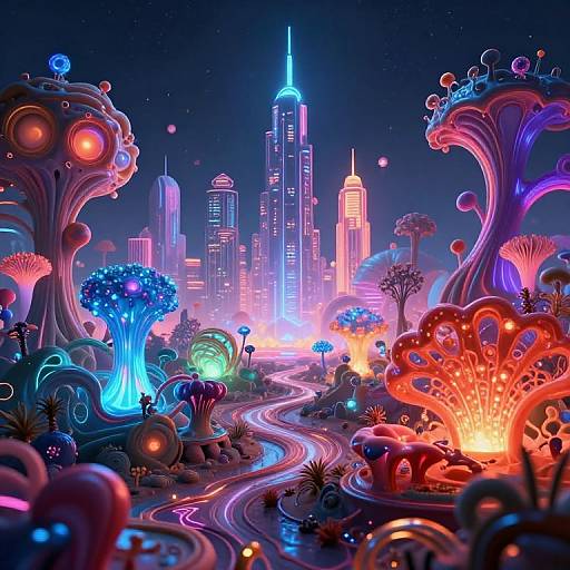 Surreal Neon Futuristic Landscape