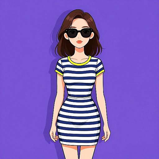 Casual Woman in Striped Dress