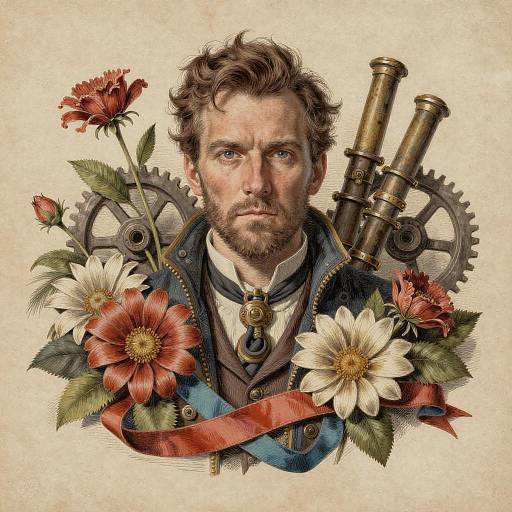 Detailed Lithography Portrait in Dieselpunk Style