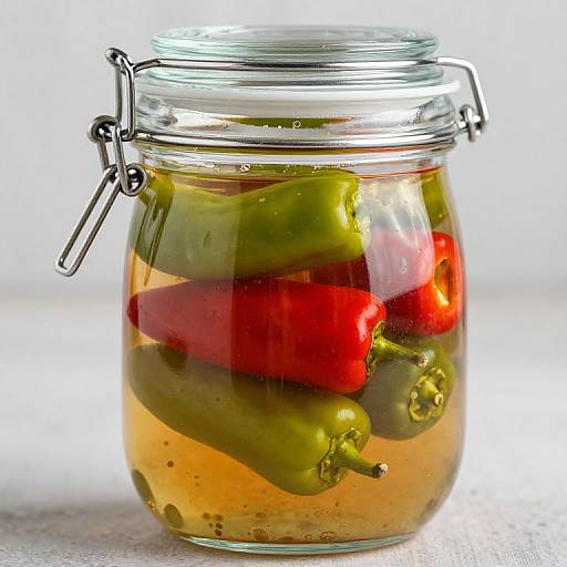 Vibrant Layered Pickled Hot Peppers Jar