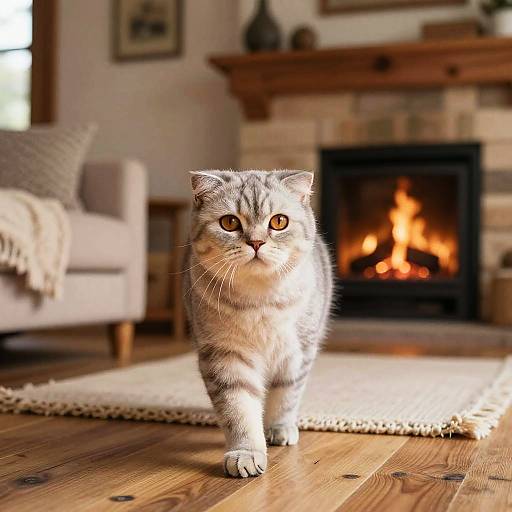 Cozy Scottish Fold Tabby Cat Walk