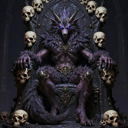 Furry Demon on Gothic Throne