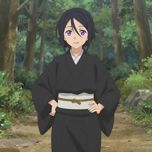 Anime Girl in Forest Path