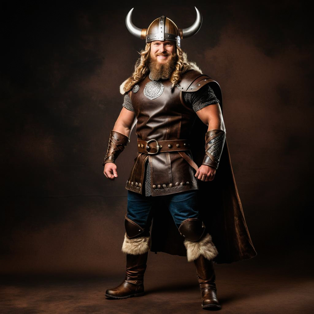 Excited Young Viking in Studio Setting