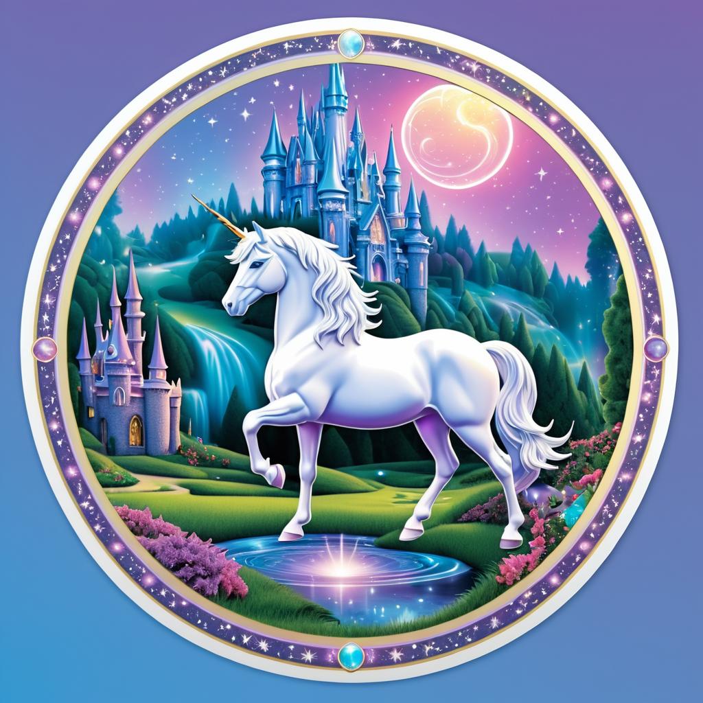 Enchanting Unicorn with Castle Background