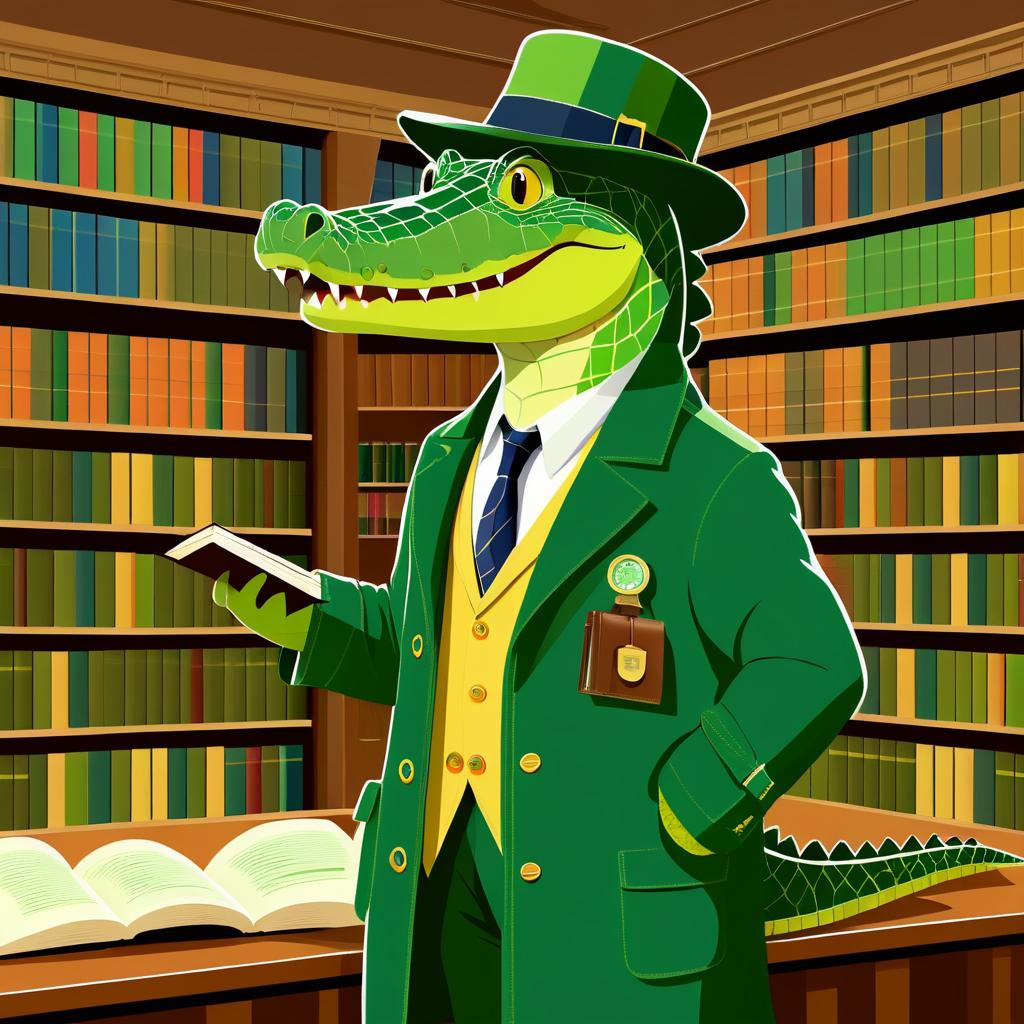 Crocodile Detective in a Library Mystery