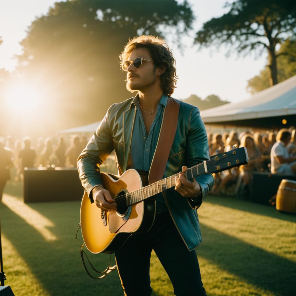 Golden Hour Guitarist at Outdoor Festival