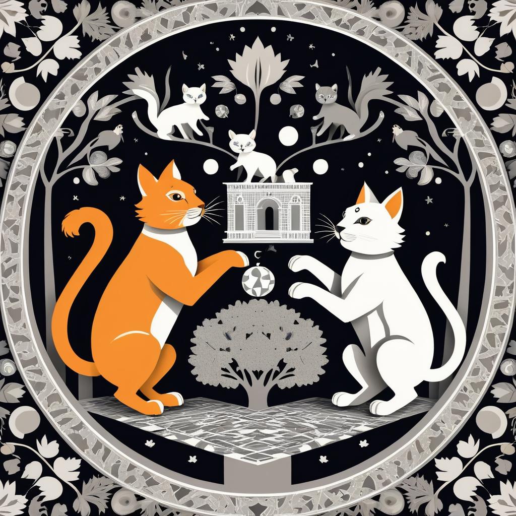 Whimsical Animal Trio in Escher Style