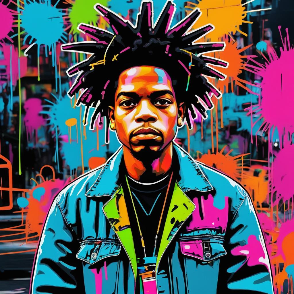 Vibrant Street Artist Portrait Inspired by Basquiat