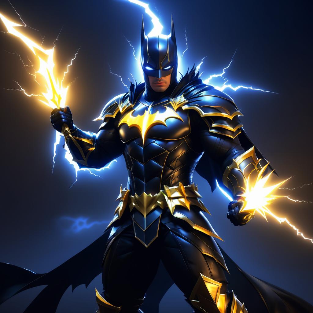 Dark Knight Casting Lightning Bolt Art