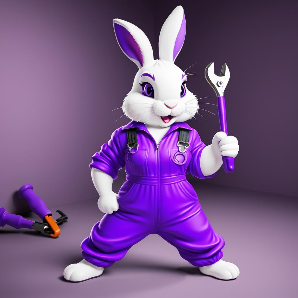 Charming Rabbit Mechanic in Purple Jumpsuit