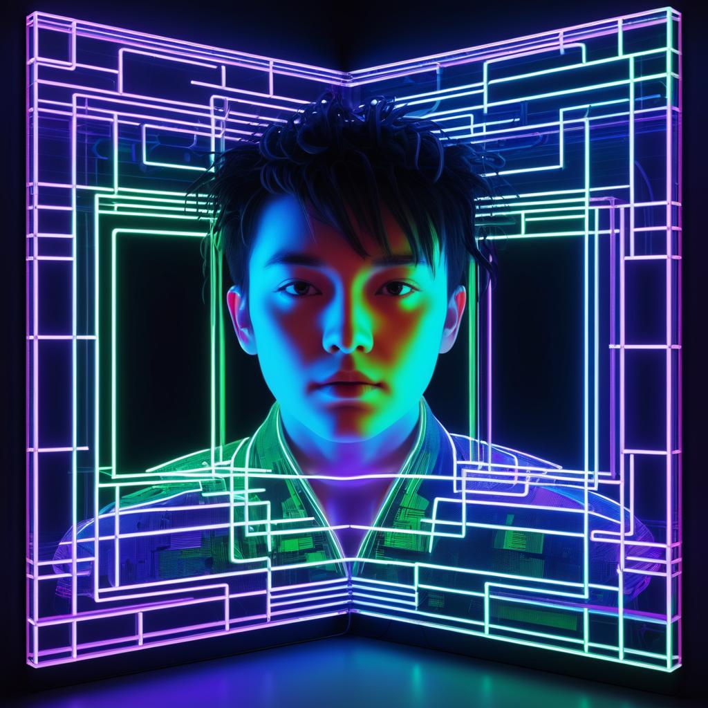 Cybernetic Non-Binary Neon Portrait