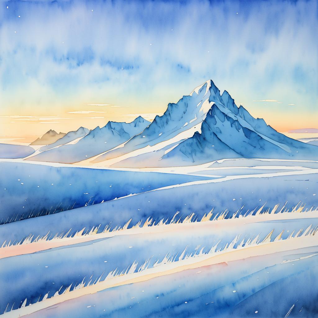 Serene Boreal Ice Landscape in Watercolor