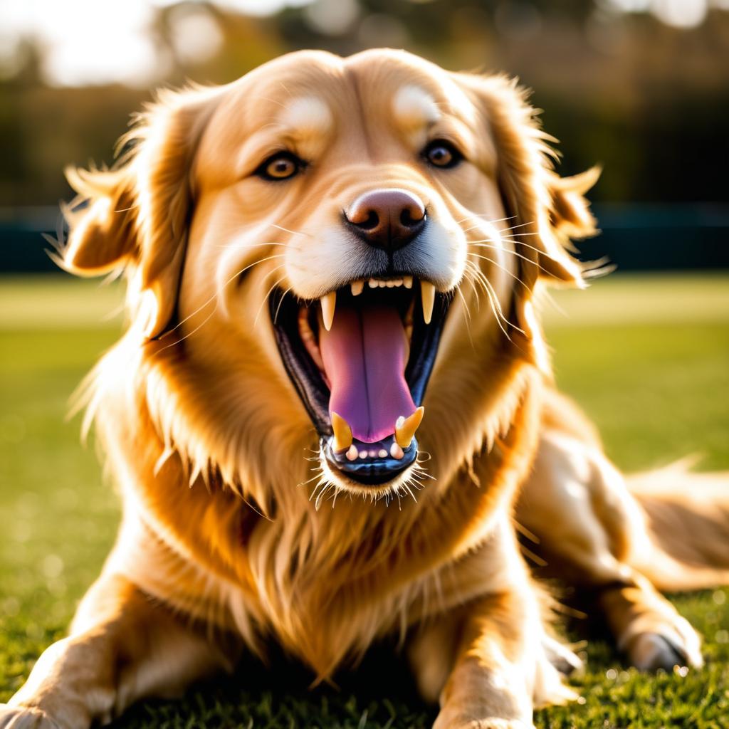 Intense Golden Retriever with Claws and Fangs