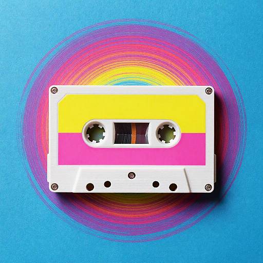 80s Neon Cassette Tape Design