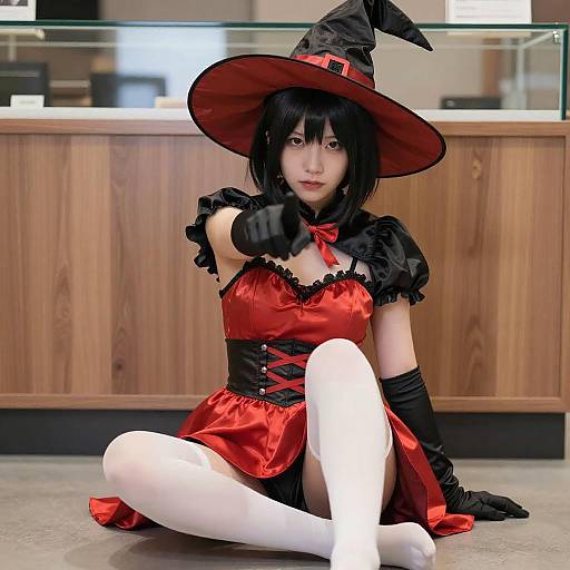 Asian Witch Costume Sitting Pose