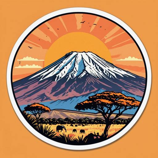 Impressionist Sticker of Mount Kilimanjaro Sunset