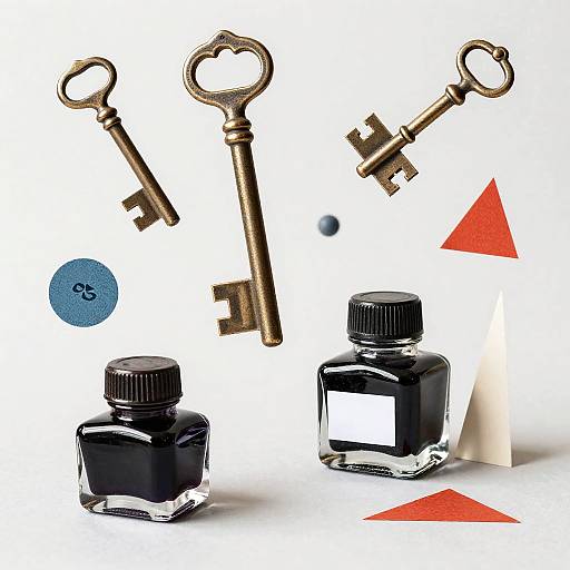 Surreal Dadaist Landscape with Floating Keys