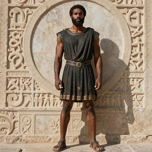 Muscular Black Man in Ancient Greek Tunic