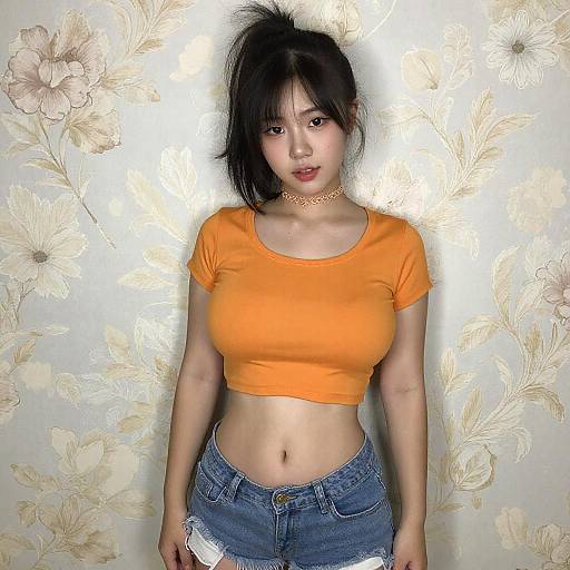Young Asian Woman in Casual Crop Top