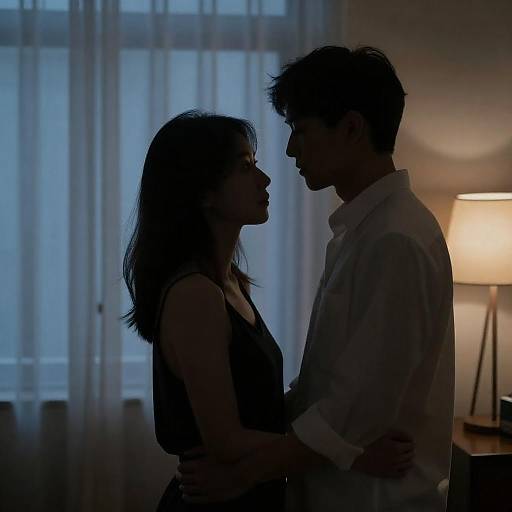 Silhouetted Couple in Moody Room