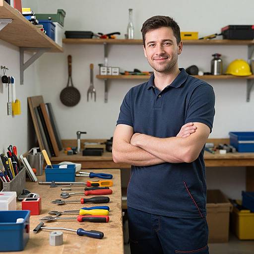 Confident Electrician in Workshop