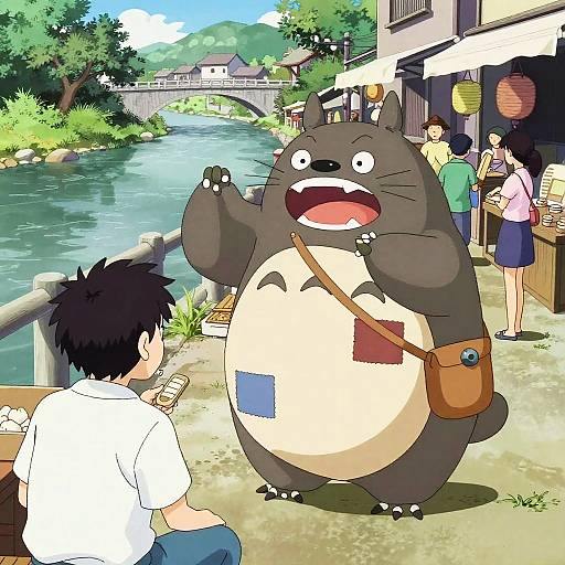 Clever Tanuki Merchant at Riverside Bazaar