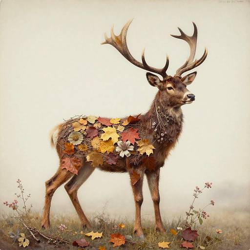 Autumn Leaf Stag in Pictorialist Style