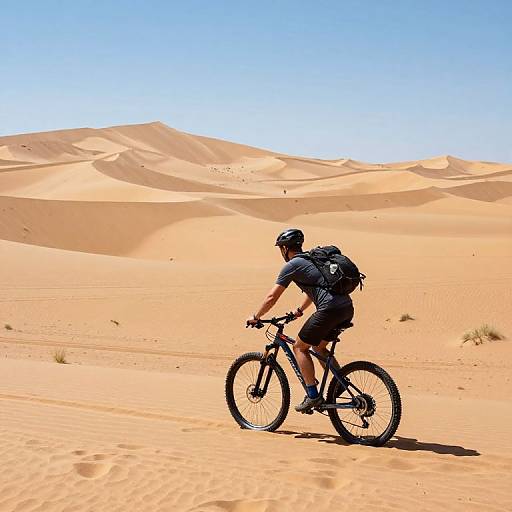 Cyclist Exploring Atacama Desert Dunes