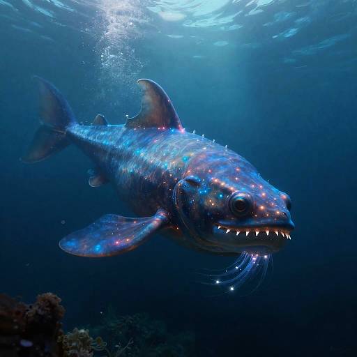 Bioluminescent Leviathan in Trench Cathedral