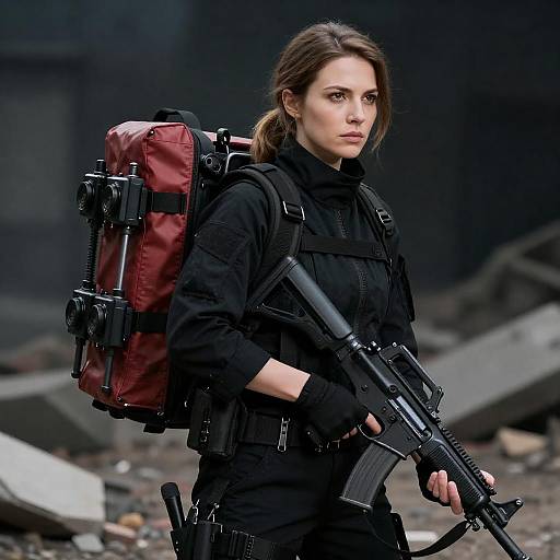 Resilient Woman in Military Gear