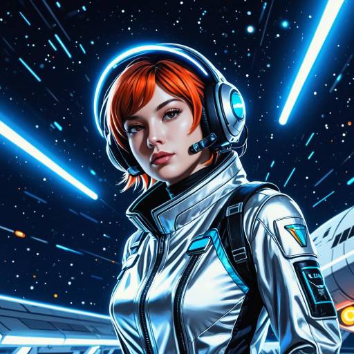 Anime Futuristic Pilot in Silver Flight Suit