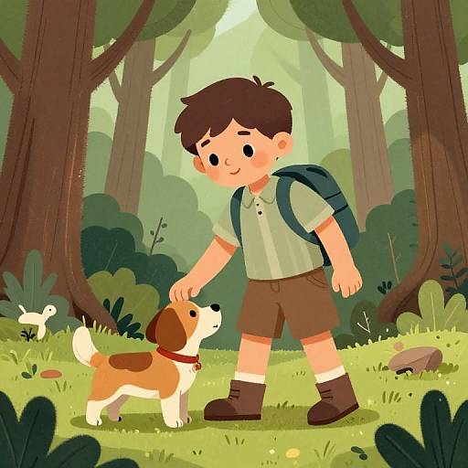 Retro Illustration of Curious Boy Explorer