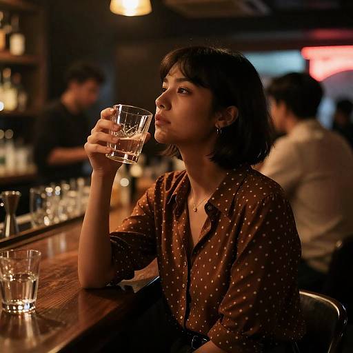 Evening Reflection in a Cozy Bar