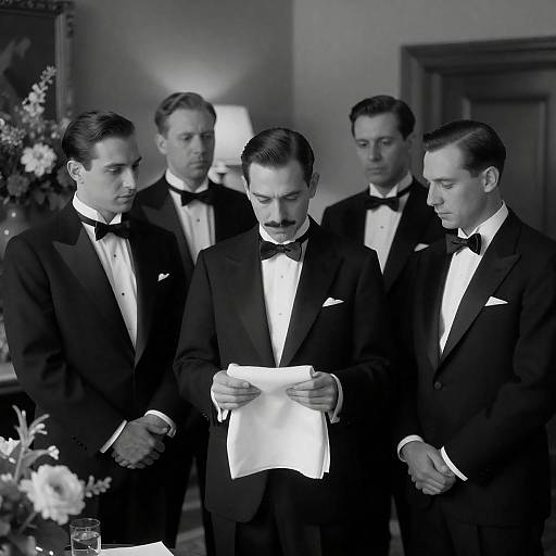 Elegant Tuxedo Gathering in Monochrome