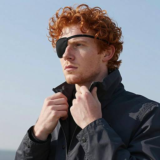 Determined Man with Curly Red Hair