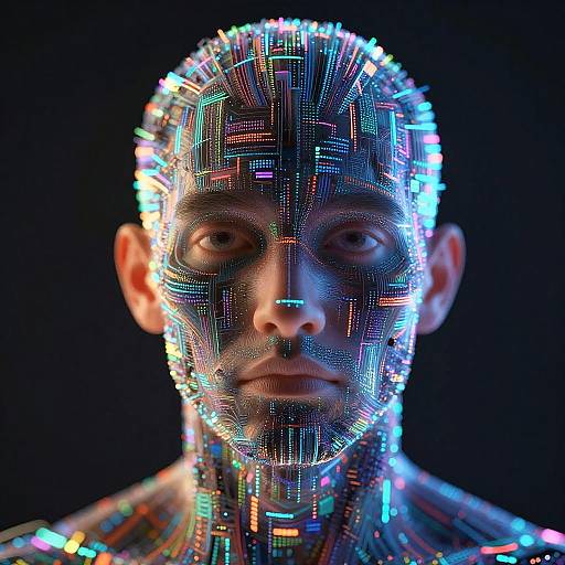 Abstract Digital Portrait with Data Streams