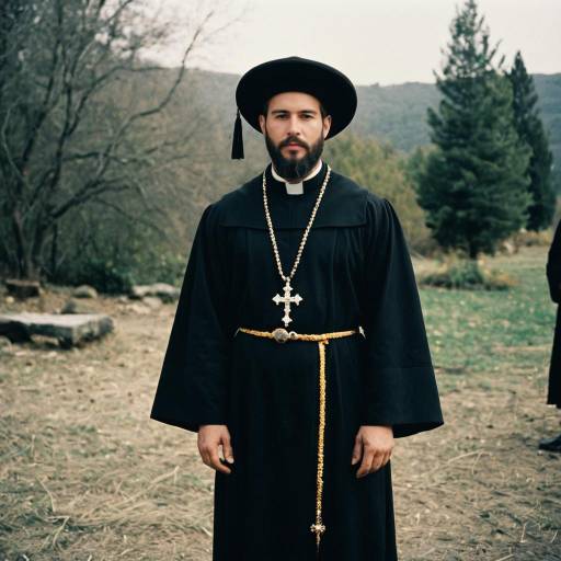 Elegant Solo Man in Priest Costume