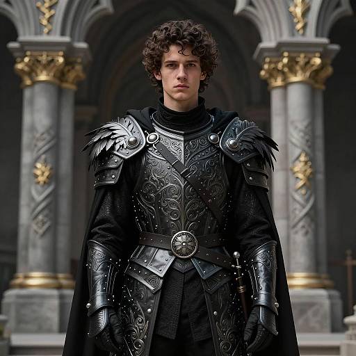 Young Man in Black Medieval Hades Costume