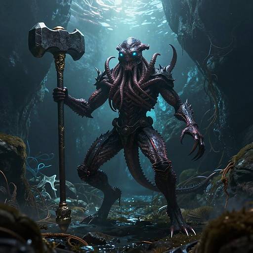 Abyssal Kraken Humanoid Warrior Concept