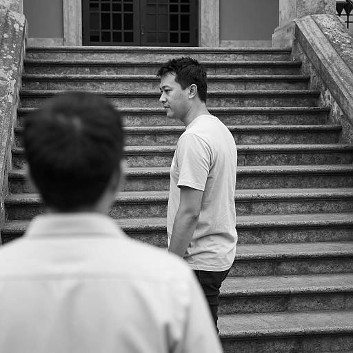 Dynamic Black-and-White Staircase Scene