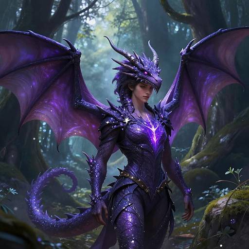Elegant Purple Dragon Wings Embrace