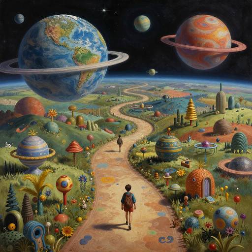 Surreal Outer Space Winding Path